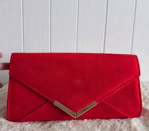 Quiz red faux suede envelope - red,