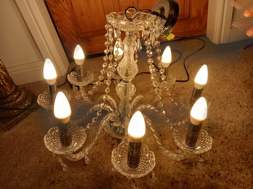 Glass eight light chandelier - light,