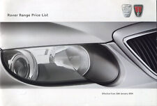 Rover 25 45 75 Streetwise City Rover January 2004 UK PRICES & OPTIONS brochure 