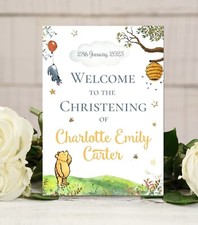 Personalised Winnie the Pooh Christening Welcome Sign