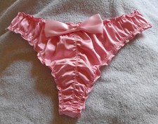 Sissy Baby Pink Silky Knickers Buttery Soft Satin Ruffle Panties UK L 14 US 8