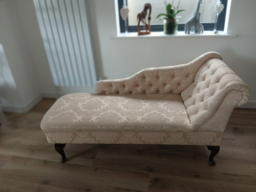 Vintage cream fabric chaise - cream,