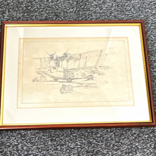Framed black white aircraft - framed, &