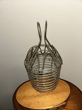 ANTIQUE Primitive small WIRE EGG BASKET Vintage Country Farmhouse 6”