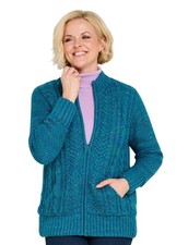 Ladies Cardigan Borg Fleece Lined Zip by Amber
