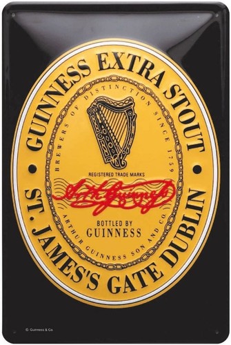 Guinness label metal embossed - guinness,