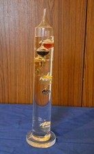 Galileo Thermometer Large tall 34cm, Indoor Glass,5 orbs
