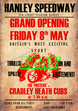 Stoke Hanley Speedway Retro Style Aged Look A4 Size Poster Print