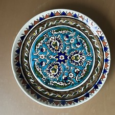 Pretty Hand Painted 19cm Ceramic Plate. Likely Greek Or Turkish. Ready To Hang.