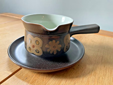 Vintage Denby Arabesque Gravy Boat / Sauce Jug and Stand Drip Plate - MCM Design