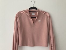 Puma size 8 US XS Pink cropped pull on quarter zip ring pull Sweatshirt