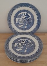 Set of 5 Barratts of Staffordshire Blue & White Willow Dinner Plates, 25cm