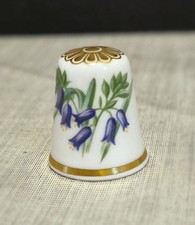 Spode Vintage English Porcelain Thimble, Flower of the Year 1987 Bluebell