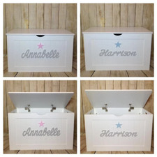 Personalised Toy Box Wooden Storage Bespoke Chest Nursery Boys Girls Personalise