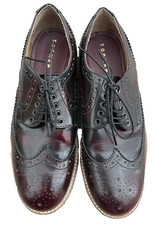 Topman Burgundy Leather Lace Up Brogues Size UK8 VGC Wedding Races Office.