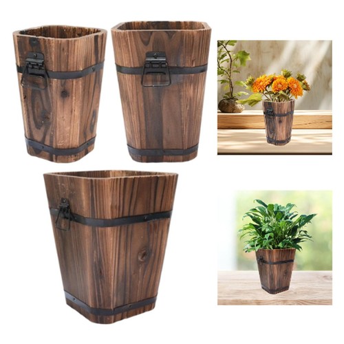 Wooden barrel planter - wooden,