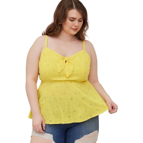 Torrid yellow peplum - peplum, eyelet