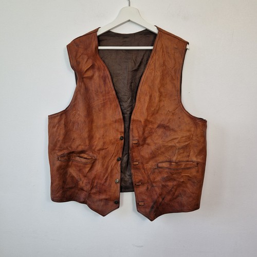 Genuine leather vest tan mens - vest,