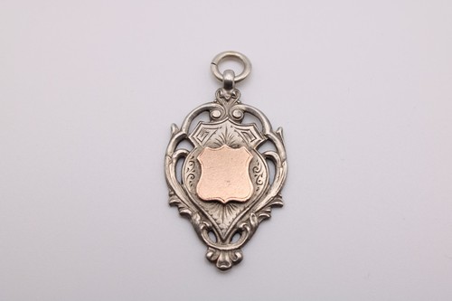 Silver albert shield fob medal - albert,