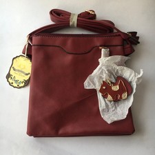 MODA HANDBAG Crossbody Long Strap Burgundy Red Keyring NEW Faux Leather BNWT