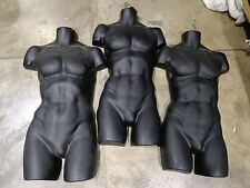 Set of 3 Men's Half Body Plastic Mannequins - Black