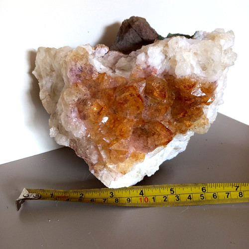 Citrine quartz crystal cluster - citrine,