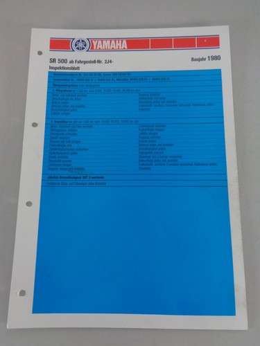Inspection sheet yamaha 500 - inspection,
