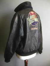 PLANET HOLLYWOOD HONG KONG LEATHER JACKET reversible LARGE 42 44 bomber soft
