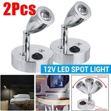 2X 12V LED Interior Spot Reading Light Switch Motorhome Camper Van Caravan Boat