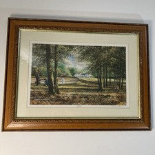 Terry Harrison Golf Art Print Over The Top Signed Framed 53x70cm Oak Frame