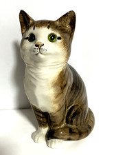 JUST CATS & CO SITTING TABBY CAT KITTEN GLASS EYES HAND PAINTED GIFT