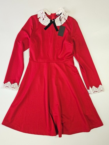 Red retro floral dress - dress, hell