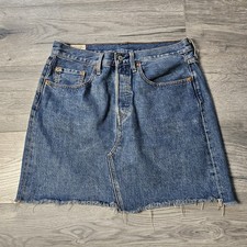 Levi's Mini Denim Skirt Women's W30 Blue Button Fly Premium Big E