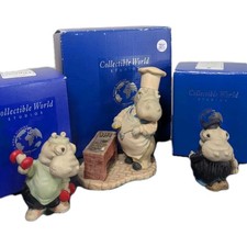Grant Palmer Hippos Figurines Land Of Legends Hand Made 1992 Boxed Set Of 3 T18