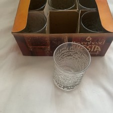 6 Ravenhead Siesta clear bark effect small glasses 5oz, 14cl, Original Box 