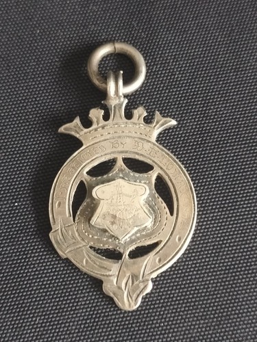 Antique silver watch fob medal - watch,