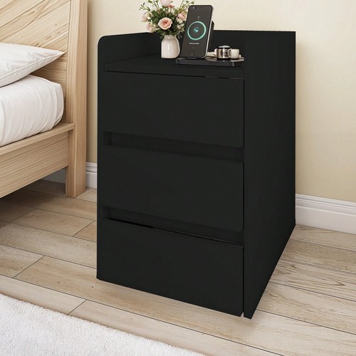 Black drawer nightstand with - drawer,