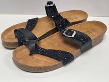 AUTENTI by PENTA Black Sparkly Sandals UK 7 Leather Insole Wedge Ladies EU 41
