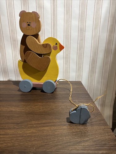 Wooden bear and duck decor - duck,
