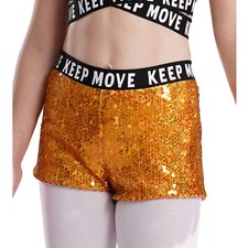 UK Kids Girls Sparkly Sequin Booty Shorts Yoga Dance Elastic Waist Hot Pants