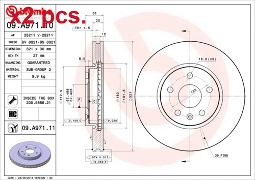 Pcs front brake disc - pcs,