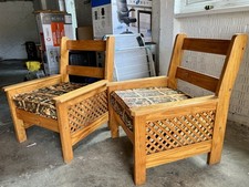 Solid Wooden Two Armchairs with Excellent Cushions good condition & solid wood