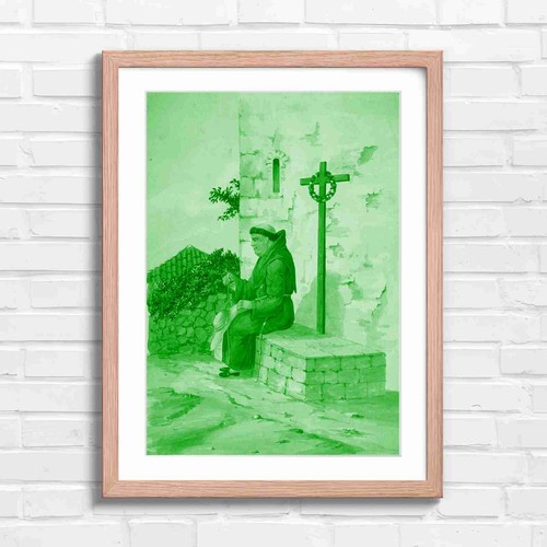 Vintage monk religious art - monk,