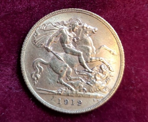 1912 gold half sovereign - sovereign, coin