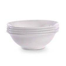 White Salad Bowls Set of 4 Serving Dishes Pasta Bowls Porcelain Dinnerware M&W