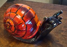 Large Anita Harris Hand-Painted Snail Figurine - Signed in Gold - 10" Long