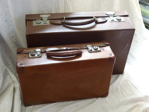 Vintage brown suitcases two - vintage,