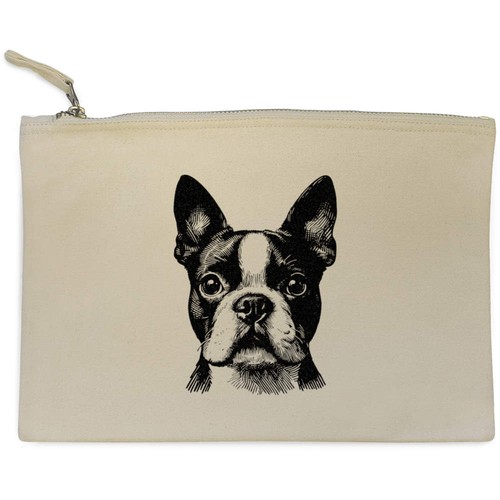 Boston terrier canvas clutch - 'boston,