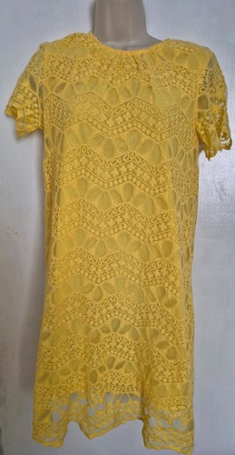 Zara yellow lace shift dress - yellow,