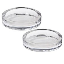 2 Glass Round Candle Holder Plates Cup Mat Plate 11cm Coaster Pillar Church NEW
